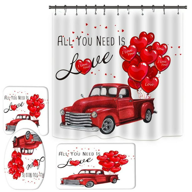 Valentine/'s Day Love Hearts Tree Lover Waterproof Fabric Shower Curtain Set 72/"